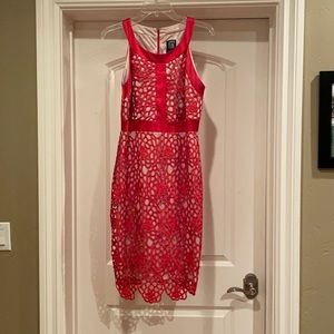 Coral lace dress